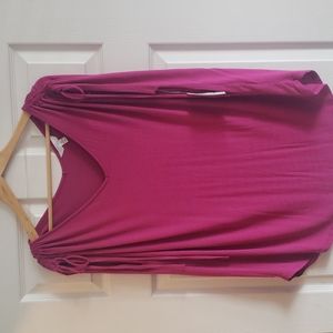 Fuschia Top with Adjustable Tie Sleeves